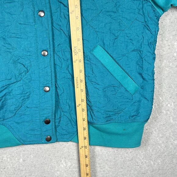 Vintage Puma Jacket Men’s Large Cotton Blend Green Quilted Bomber Shoulder Pads - Picture 6 of 13